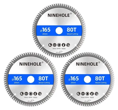 Image de Disques de scie circulaire, 3 pièces, 165 mm, 80 dents, pour bois, plastique et stratifié