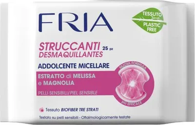 Immagine prodotto di Fria Salviette Struccanti Addolcente Micellare per Pelli Sensibili, 10 Confezioni da 25 Salviette