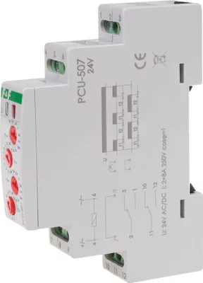 Obrázok produktu pre Časové relé cyklickej prevádzky PCU-507-24V 24 V AC/DC s dvoma časovými indikáciami F&F