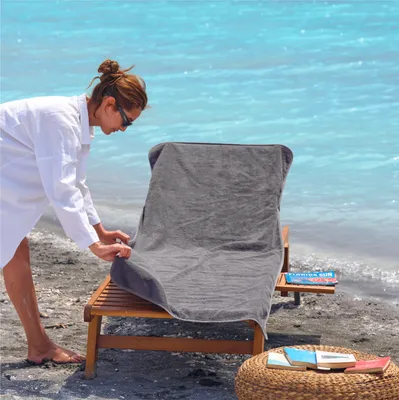 Produktbild von Frottee Schonbezug für Gartenliegen 200x75cm Bezug 100% Baumwolle Sonnenliege Auflage Strandliege Strandliegenauflage Liegenauflage Anthrazit