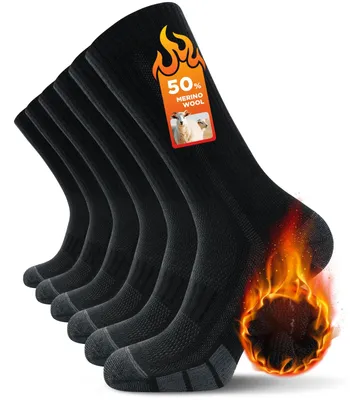 Zdjęcie produktu dla Skarpety męskie TANSTC Merino, wełniane skarpety w rozmiarach 43-46, skarpety outdoorowe i trekkingowe, oddychające