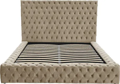 Produktbild von Chesterfield Boxbett 160 x 200 cm - Velours - Taupe - DULENI