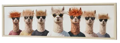 Produktbild von Kobolo 3D Wandbild Leinwand ALPAKA CREW mit Kunstfell 32x112 cm