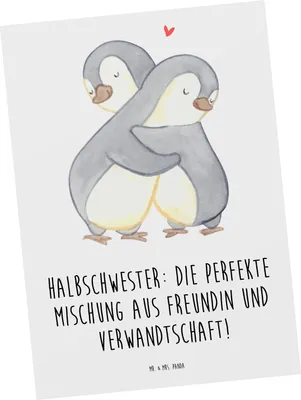 Produktbild von Mr. & Mrs. Panda Grußkarte Halbschwester Glück - Weiß - Geschenk, persönliche Erinnerungen, Patchworkfamilie, Fotokarte, Postkarte, Geschwisterbeziehung, Ansichtskarte