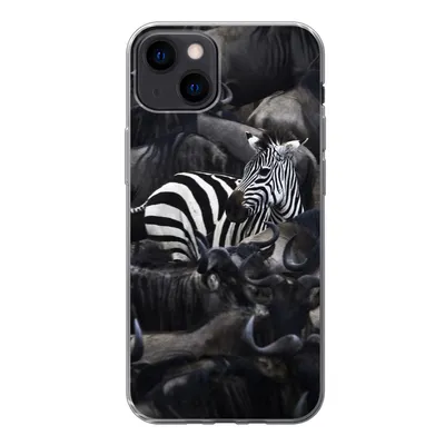 Produktbild von MuchoWow® Handyhülle Schutzhülle Hülle für iPhone 13 Zebra - Büffel - Braun Silikon Softcase Handy Hülle - Karteninhaber