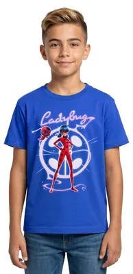 Produktbild von Spreadshirt Miraculous Ladybug Mit Tikki Teenager T-Shirt, 152/164 (12-14 Jahre), Royalblau