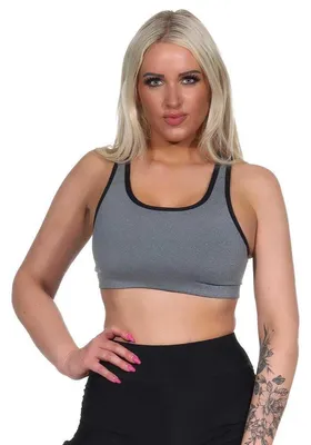 Produktbild von Damen Sport-BH ohne Bügel in 5 Farben, Mittlere Stützkraft Grau XL