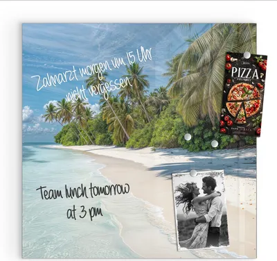 Produktbild von Magnettafel 30x30cm Pinnwand Whiteboard beschreibbar - Tropischer Strand