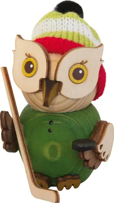 Produktbild von Drechslerei Kuhnert - Dekofigur Mini Eule Eishockey - Größe ca. 7cm - 37312