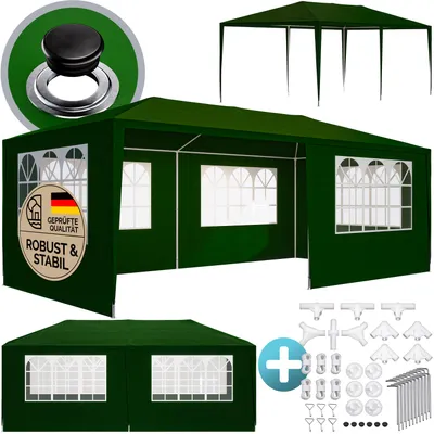Produktbild von CASARIA® Pavillon 3x6m UV-Schutz 18m² Dachösen Wasserabweisend 6 Seitenteile Stabil Festival Festzelt Partyzelt Fenster Gartenzelt Fest Grün