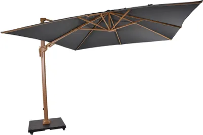 Image de Parasol - 3x3m - aspect bois gris - UV50+ - sans volant - cadre aluminium