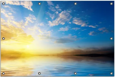 Produktbild von Wallario Outdoor-Poster für Garten oder Balkon, Motiv Sonnenuntergang über dem Meer I, in ca. 80 x 120 cm