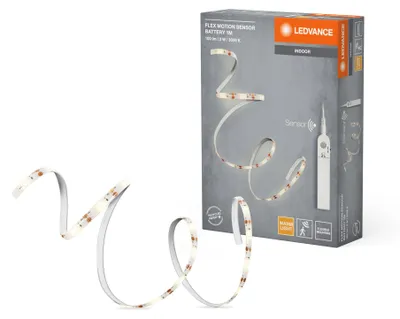Zdjęcie produktu dla LEDVANCE FLEX MOTION SENSOR zasilana bateryjnie taśma LED z ciepłym białym światłem i czujnikiem ruchu, 1m, 2W, 100lm, 3000K, 830 ciepły biały, nieściemnialna, IP20, niewymienne źródło światła