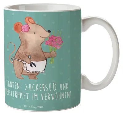 Produktbild von Mr. & Mrs. Panda haferl Tante Zuckersüß - Meeresbrise - Geschenk, Kaffeebecher, Kaffeetasse, Fürsorglich, Nichte, Geschenke, Verwandtschaft, Tasse, Neffe, Familie, Pott