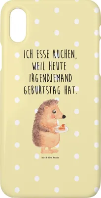 Produktbild von Mr. & Mrs. Panda Iphone 10 Handyhülle Igel Kuchenstück - Gelb Pastell - Geschenk, Handy, Geburtstagskuchen, X, Torte, Kuchen, Hülle, Cover, Essen Spruch, Lustige Sprüche