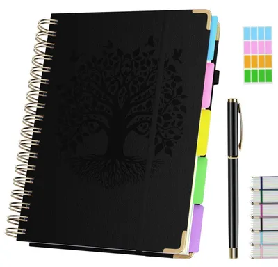 Produktbild von Notizbuch B5 Liniert mit Stift, 320 Seiten, 100gsm Papier, Schwarz, 19x25cm