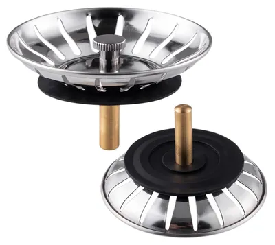 2er-Set Abflussstopfen 80 mm, Edelstahl-Sieb für Spüle