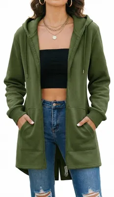 Produktbild von Solidchoice – Damen Übergroßer Parka mit Kapuze – Warmer Wintermantel mit Reißverschluss und Taschen