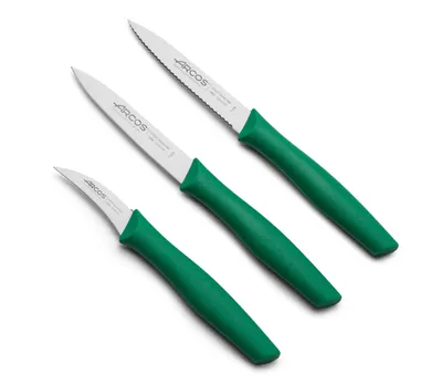 Image de Set de couteaux Mondadores Arcos Nova 189621 acier inoxydable Nitrum et mangue polypropylène vert 3 pièces sous blister