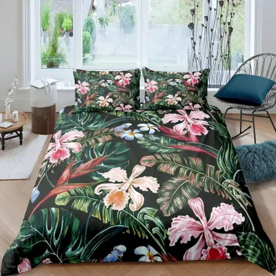 Productafbeelding van Kingsize Dekbedovertrek met Tropische Bloemen