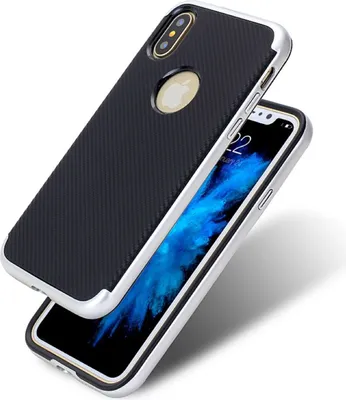 Produktbild von Hybrid Silikon Handy Hülle für Apple iPhone X Case Cover Tasche Silber
