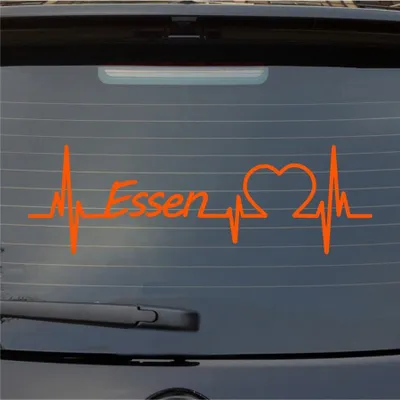 Produktbild von Heckscheibenaufkleber Essen Herz Puls Stadt Liebe 55x17 cm Orange Auto Aufkleber Sticker