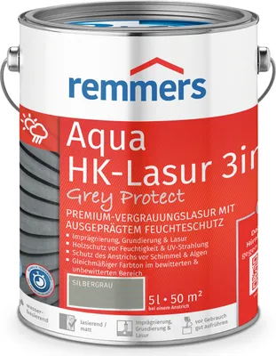 Produktbild von Remmers Aqua HK-Lasur 3in1 Grey Protect silbergrau (RC-970) 5 l, Holzlasur