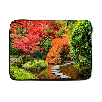 Produktbild von MuchoWow® Laptop Hülle 13 Zoll Bäume - Japanisch - Steine - Weg - Natur Laptoptasche - Laptophülle - Sleeve - Rundumschutz
