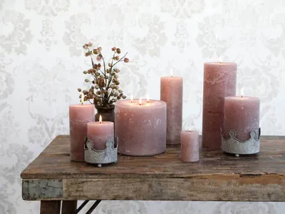 Produktbild von Chic Antique I Macon rustikale Stumpenkerze taupe I H15/D10
