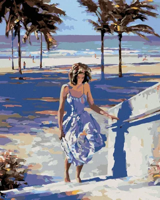 Image de Zuty - Peinture par numéros - QUAND UNE FEMME QUITTE LA PLAGE, 40 x 50 cm, sans cadre et sans toile tendue