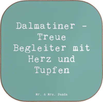Produktbild von Mr. & Mrs. Panda Tischuntersetzer Spruch Dalmatiner Herz - Meeresbrise - Geschenk, gläseruntersetzer, Hundeliebhaber, Untersetzer für Gläser, Tupfen, Coaster, Hunderasse