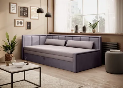 Produktbild von Krudox FULG 3-Sitzer Schlafsofa ausziehbar 214×77×82 cm mit Bettkasten, Stauraum und Kissen, Schlaffunktion 150×200 cm, Stoff POCO 101/41, links