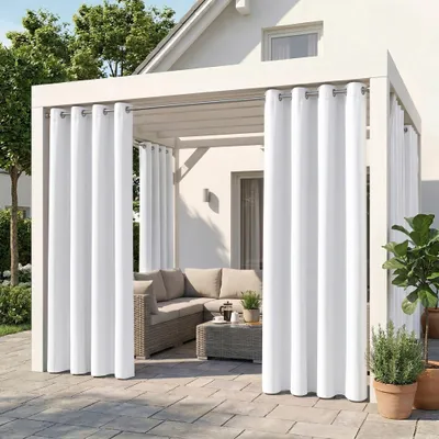 Immagine prodotto di Tende da esterno con occhielli, tenda da esterno impermeabile, protezione dalla vista e dai raggi UV, tende per gazebo e terrazza, 1 pezzo, bianco, L132×A274 cm