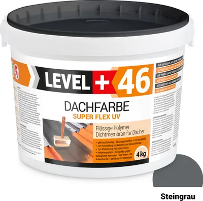 Produktbild von Dachfarbe elastische Sockelfarbe Dachlack UV-beständig Super Flex 4Kg Steingrau LEVEL+ RM46