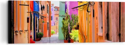 Produktbild von Bild auf Leinwand - Leinwandbild - Sommer Straße Haus - 120x40cm - Wand Bild - Wanddeko - Leinwanddruck - Bilder - Kunstdruck - Wanddekoration - Leinwand bilder - Wandkunst - CA120x40-3583