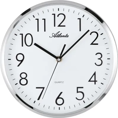 Produktbild von Atlanta 4316 Wanduhr Quarz analog silbern rund leise ohne Ticken