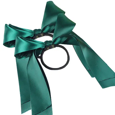 Produktbild von 2 Stück Band Seil Schleife Haargummis elastisches Haarband Mädchen Haarschmuck-Grün