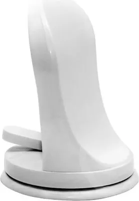 A white bathroom footrest with a suction cup base.