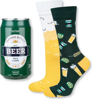 Produktbild von Lustige Herren-Baumwollsocken Bier in der Dose Gr. 40-45 von SOXO – Geschenk zum Geburtstag für Männer