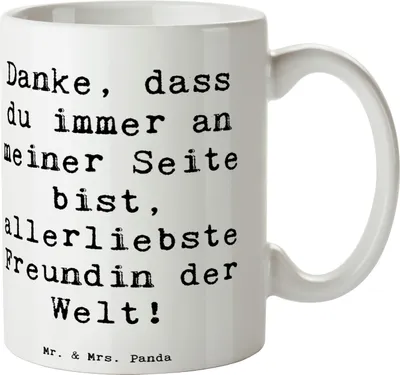 Produktbild von Mr. & Mrs. Panda Tasse Spruch Beste Freundin - Weiß - Geschenk, Bedanken, milchkaffeetasse, Teetasse, Kaffeetasse, Wertschätzung, Herz, schöner, Danke sagen, Lächeln