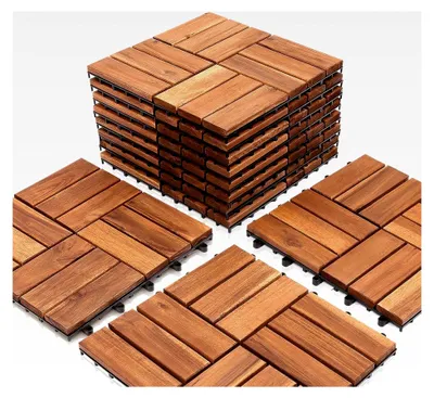 Produktbild von Terrassenfliesen aus Akazienholz, 1m², 11 Stück, 30 x 30 cm, Klickfliesen für Garten, Terrasse, Balkon