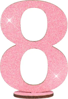 Produktbild von Oblique Unique Zahl 8 Aufsteller aus Holz mit Glitzer Dekoration für Geburtstag Jubiläum Deko Tischdeko - rosa
