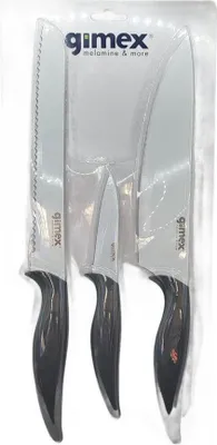 Produktbild von 3-tlg. Messerset Edelstahl mit Antihaftbeschichtung und ergonomischen Griffen, spülmaschinengeeignet