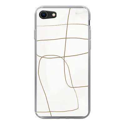 Produktbild von MuchoWow® Handyhülle Schutzhülle Hülle für iPhone SE 2020 Kunst - Braun - Weiß - Abstrakt Silikon Softcase Handy Hülle - Kartenbesitzer