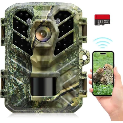 Zdjęcie produktu dla Kamera fotopułapka bezprzewodowa - 32 MP - 1080p - Noktowizor IR 20 m - IP66 - Karta SD 32 GB