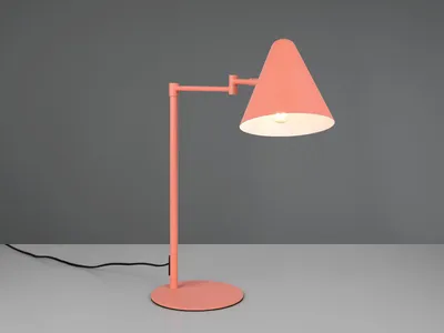 Produktbild von Retro LED Schreibtischlampe Apricot mit Schwenkarm große Nachttischlampe dimmbar