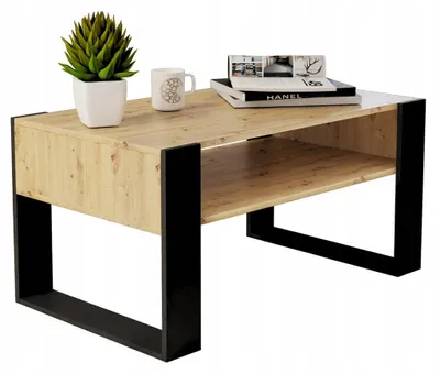 Produktbild von Couchtisch Mit Ablage Eiche ARTISAN 90x50 Cm
