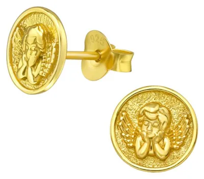 Produktbild von Ohrstecker Engel Amor: 925 Silber Ohrringe gold