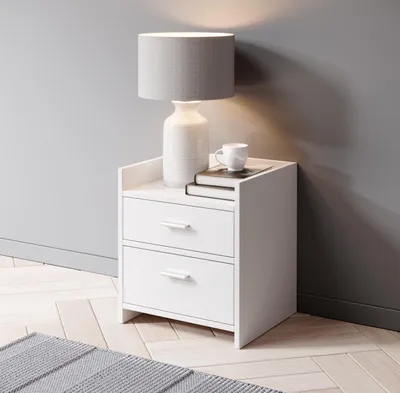 Image de Nachtkommode >Canaan< in Weiß - 38x51x35cm (BxHxT)