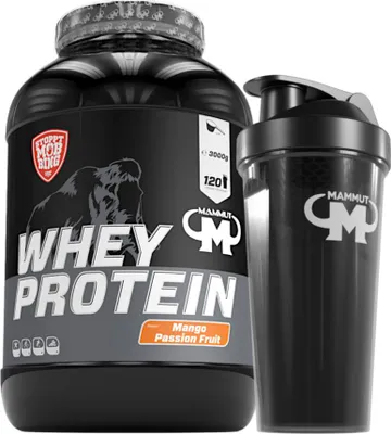 Produktbild von Mammut Nutrition - Whey Protein 3000 g Dose - 120 Portionen Eiweiß + GRATIS Protein Shaker, Geschmack: Mango Passion Fruit